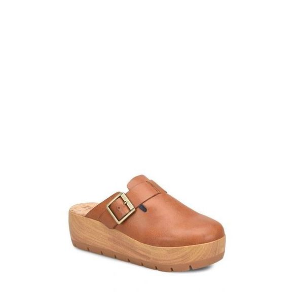 KorkEase Shoes Korks Frankie Wooden Platform Wedge Clogs In Tan